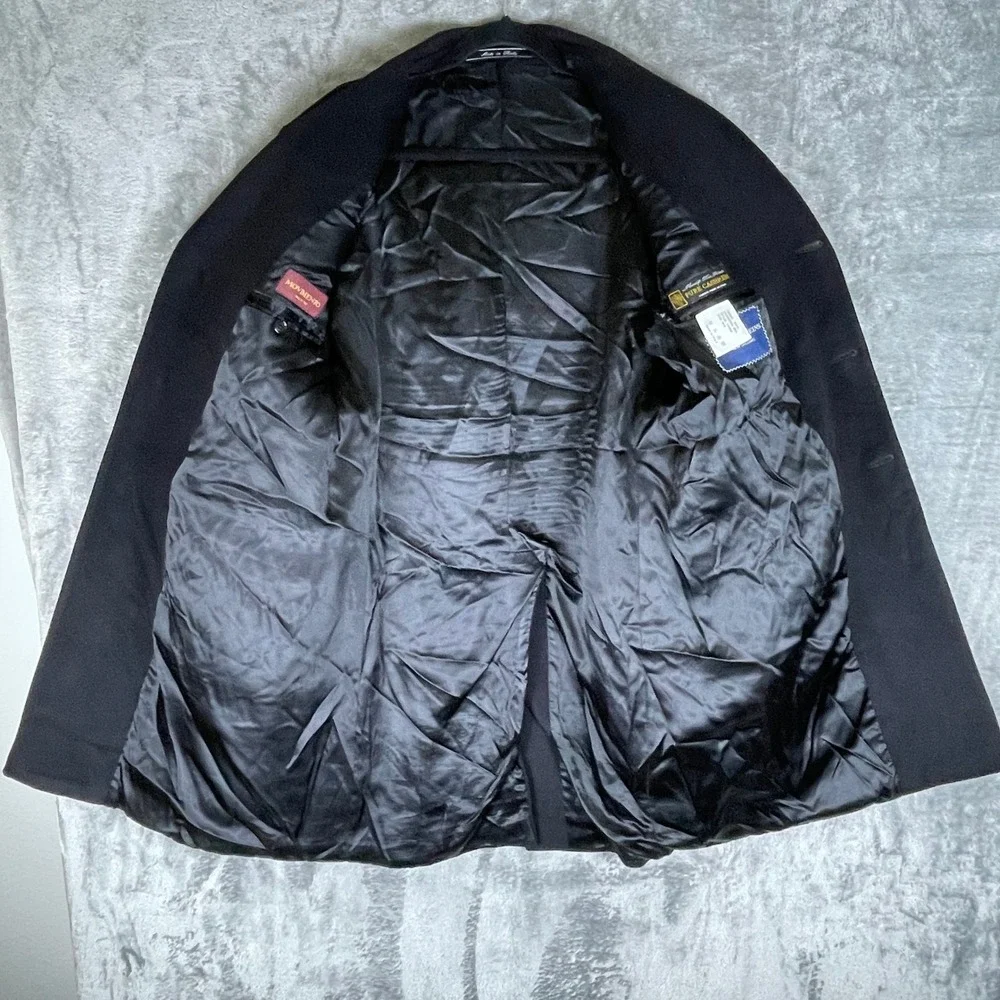 Manif. Tess. Risaliti Overcoat Mens 50 R Black Good Pure Cashmere Made In Italy
